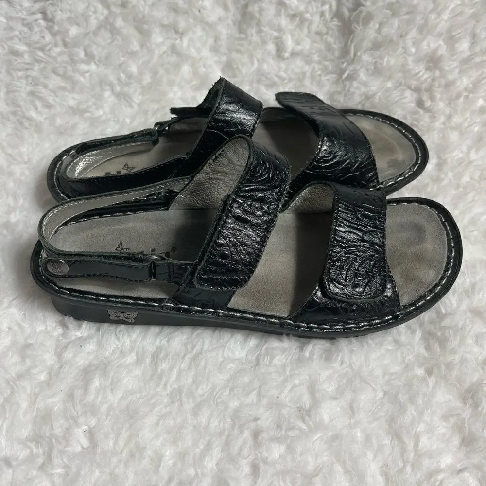 Alegria Ver-691 leather black embossedstraps sandals size 41